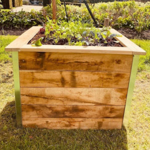 Bac potager carré en acacia 100 x 100 cm, hauteur 80 cm